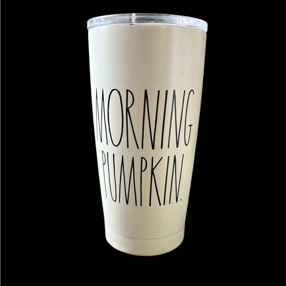 Rae Dunn Cream Tumbler with 'Morning Pumpkin' Design